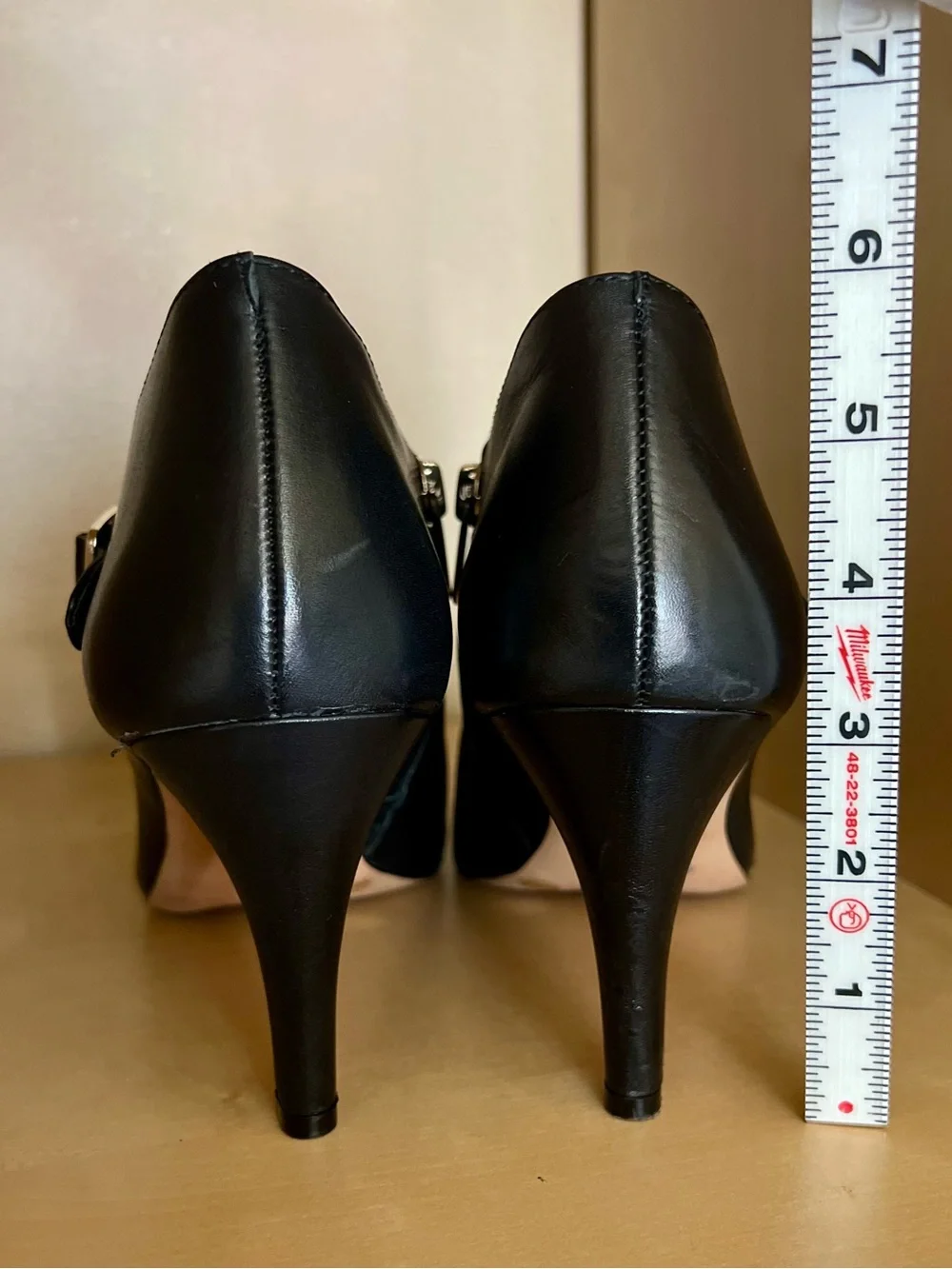 Vince Camuto Vonilesa Black Leather Ankle Stiletto Booties with Gold Buckle